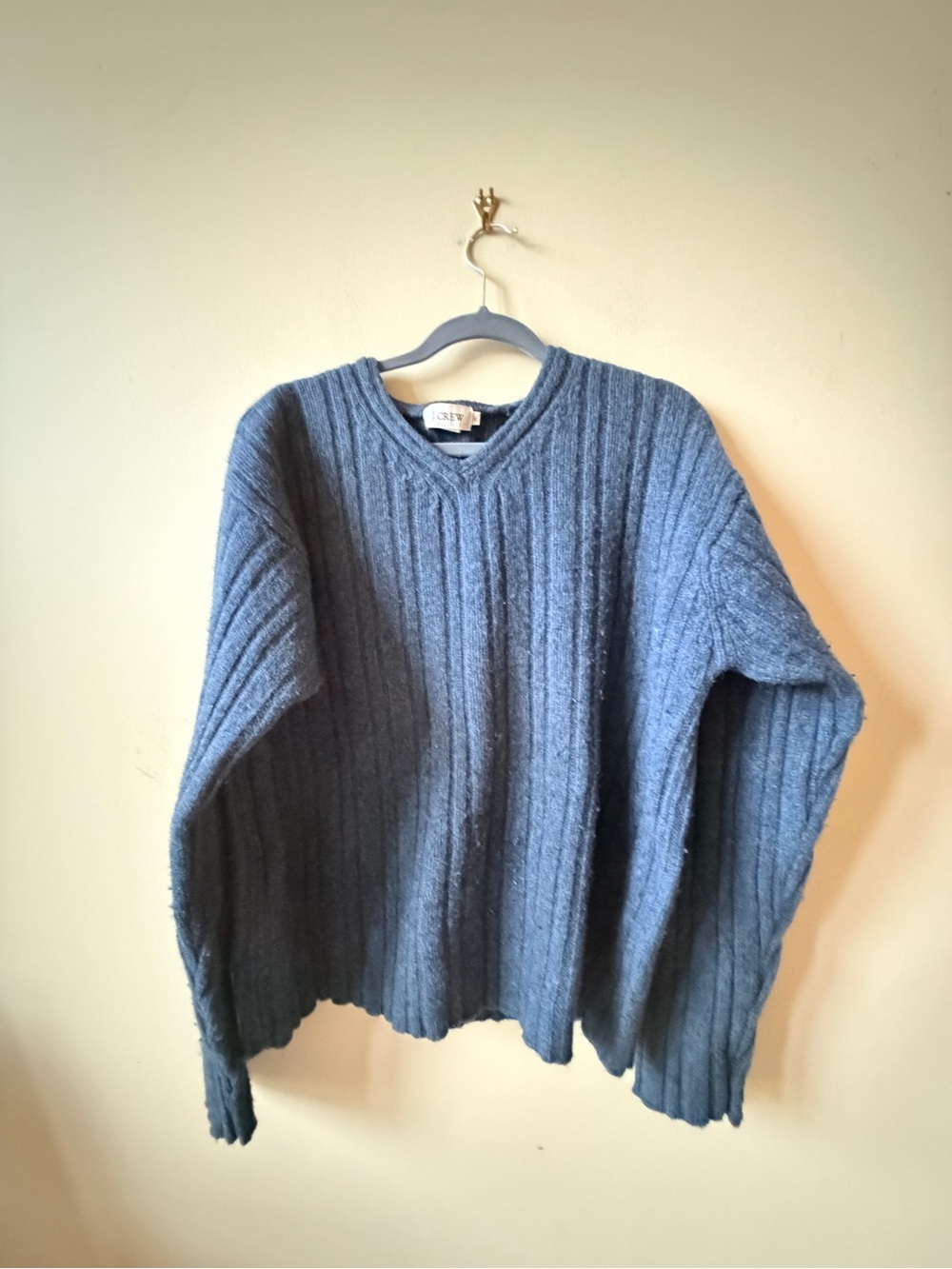 J. Crew Men’s Ribbed V-Neck Sweater in Slate Blue
